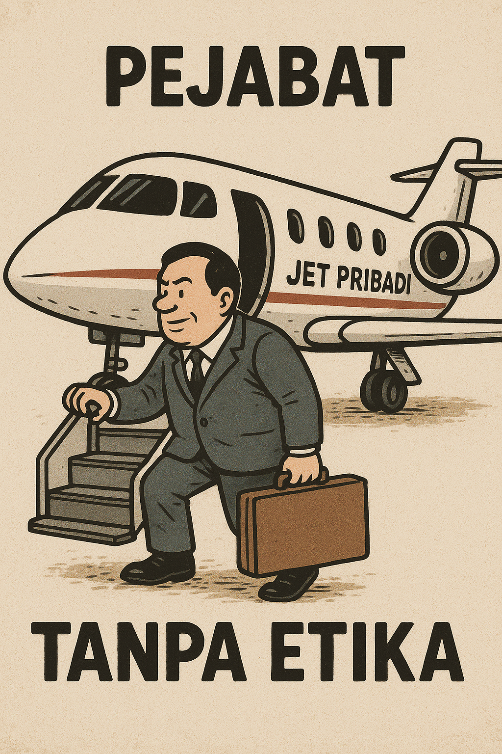 Ilustrasi Pejabat Tanpa Etika dan Private Jet