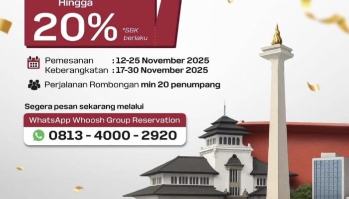 Kereta Cepat Whoosh Diskon 20% Selama November 2025