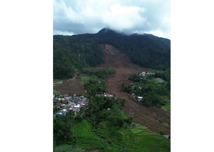 Dokumentasi drone wilayah terdampak longsor di Kabupaten Banjarnegara, Jateng. (Foto: Dok. BNPB/BPBD Kab. Banjarnegara)