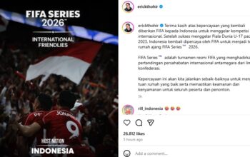 Ketua Umum PSSI Erick Thohir mengapresiasi positif penunjukan Indonesia tuan rumah FIFA Series 2026. (Tangkapan layar akun Instagram @erickthohir)