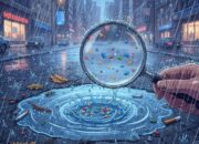 Ilustrasi AI Temuan Mikroplastik Saat Hujan di Perkotaan/Gemini AI