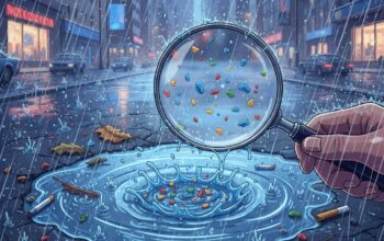 Ilustrasi AI Temuan Mikroplastik Saat Hujan di Perkotaan/Gemini AI