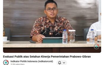 Pemaparan Evaluasi Publik atas Setahun Kinerja Pemerintahan Prabowo-Gibran versi Survei Indikator Politik Indonesia. (Tangkapan layar kanal YouTube @IndikatorPolitikIndonesia)