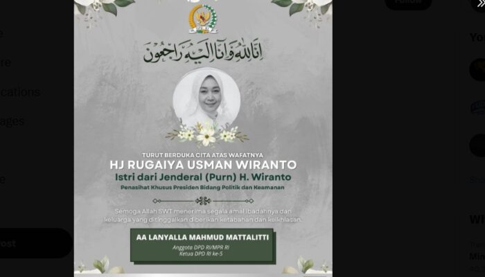 Rugaiya Usman Wiranto, Istri Mantan Panglima TNI Wiranto Meninggal Dunia di Bandung, Dimakamkan di Karanganyar