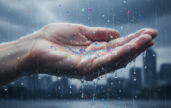 Ilustrasi AI mikroplastik saat turun hujan/Gemini AI