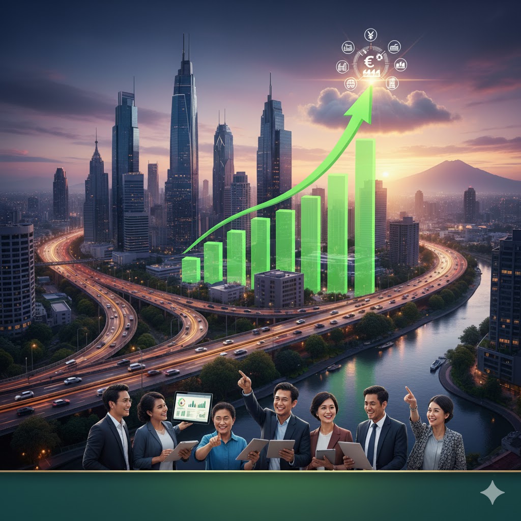 Ilustrasi AI Pertumbuhan Ekonomi Nasional/Gemini AI