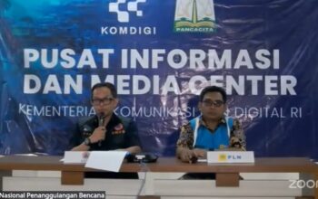 Kapusdatinkom BNPB Abdul Muhari menggelar konferensi pers di Media Center Provinsi Aceh di Kantor Gubernur, Kota Banda Aceh. (Tangkapan layar saluran resmi BNPB di YouTube)