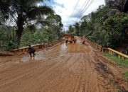 Kondisi jalan lintas Tarutung-Padang Sidempuan kilometer 12 hingga Batu Jomba, Sipirok, Tapanuli Selatan, Sumatera Utara, Senin (1/12/2025). (Foto: Dok. BNPB)