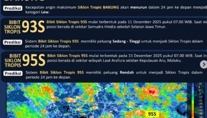 Siklon Bakung dan 2 Bibit Siklon Tropis Kepung Indonesia, BMKG Keluarkan Peringatan Dini
