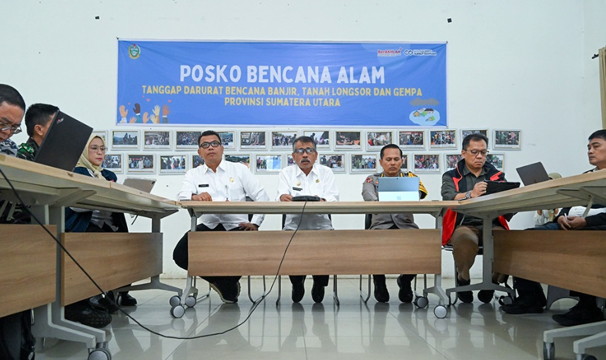 Rapat evaluasi di Posko Bencana Sumatera Utara merekomendasikan perpanjangan masa Tanggap Darurat Bencana selama 2 pekan ke depan atau hingga 24 Desember 2025. (Foto: Dok. Diskominfo Sumut)