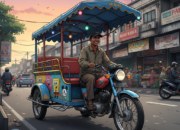 Ilustrasi motor odong-odong, AI.