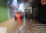 Salah satu titik banjir terparah di wilayah Kampung Melayu, Kecamatan Jatinegara, Jakarta Timur, pada Sabtu, 24 Januari 2026. (Foto: Dok. BPBD DKI Jakarta)