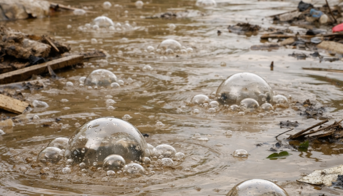 Gelembung Gas Muncul di Area Bekas Banjir Bandang Nagan Raya