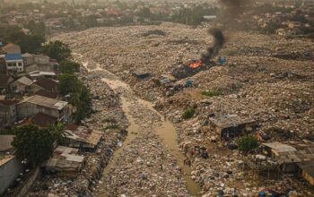 Ilustrasi Gunung Sampah, AI.