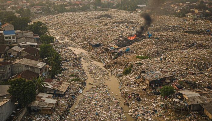 TPS Bakti Jaya Depok Overload, Sampah Nyaris Menutupi Akses Jalan