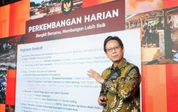 Menkes Budi Gunadi Sadikin saat konferensi pers update penanganan bencana Sumatera di Graha BNPB, Jakarta, Rabu (7/1/2026). (Sumber Foto: kemkes.go.id)