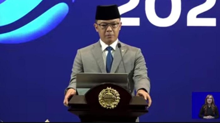 Menlu Sugiono dalam Pernyataan Pers Tahunan Menteri Luar Negeri (PPTM) 2026. (Tangkapan layar saluran resmi Kemlu di YouTube)