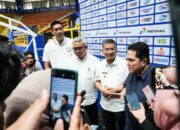 Menpora Erick Thohir menghadiri Satria Muda Pertamina Bandung Official Team and Jersey Launch 2026 di GOR C-Tra Arena, Bandung, Jawa Barat, Senin (5/1/2026). (Sumber Foto: Fajar/kemenpora.go.id)