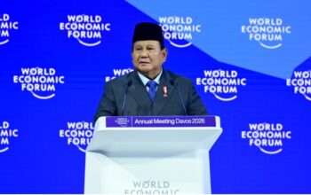 Presiden Republik Indonesia Prabowo Subianto menyampaikan pidato kunci pada World Economic Forum (WEF) Annual Meeting 2026 yang digelar pada Kamis, 22 Januari 2026, di Davos, Swiss. (Foto: Dok. BPMI Setpres/Muchlis Jr)