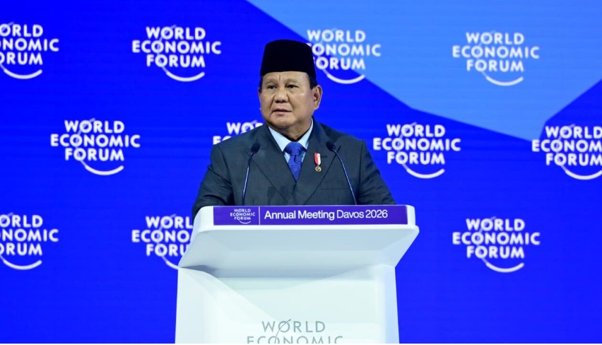Presiden Republik Indonesia Prabowo Subianto menyampaikan pidato kunci pada World Economic Forum (WEF) Annual Meeting 2026 yang digelar pada Kamis, 22 Januari 2026, di Davos, Swiss. (Foto: Dok. BPMI Setpres/Muchlis Jr)