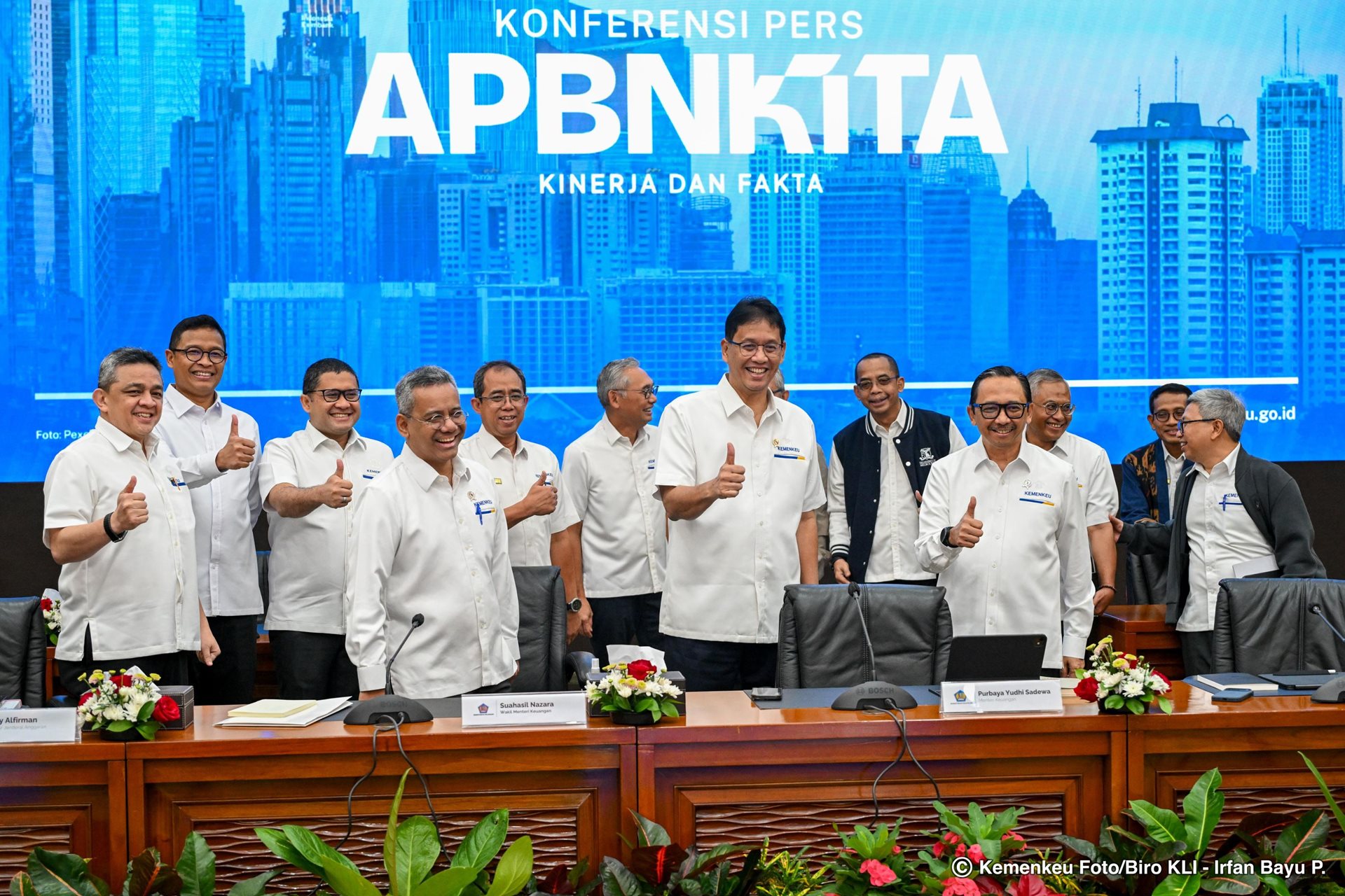 Menteri Keuangan Purbaya Yudhi Sadewa dan jajarannya saat konferensi pers APBN KiTa, Senin, 23 Februari 2026. (Foto: Dok. Kemenkeu)