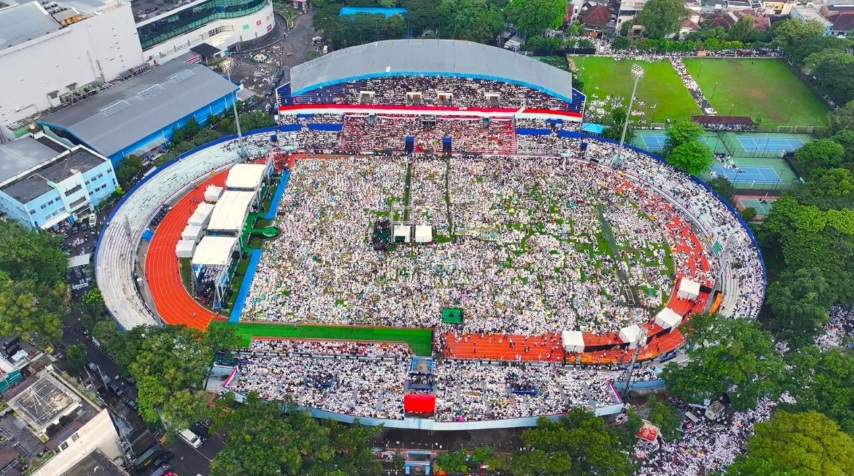 Mujahadah Kubro Satu Abad NU digelar di Stadion Gajayana, Kota Malang, Jawa Timur, pada Minggu, (Foto: Dok. BPMI Setpres/Citra)