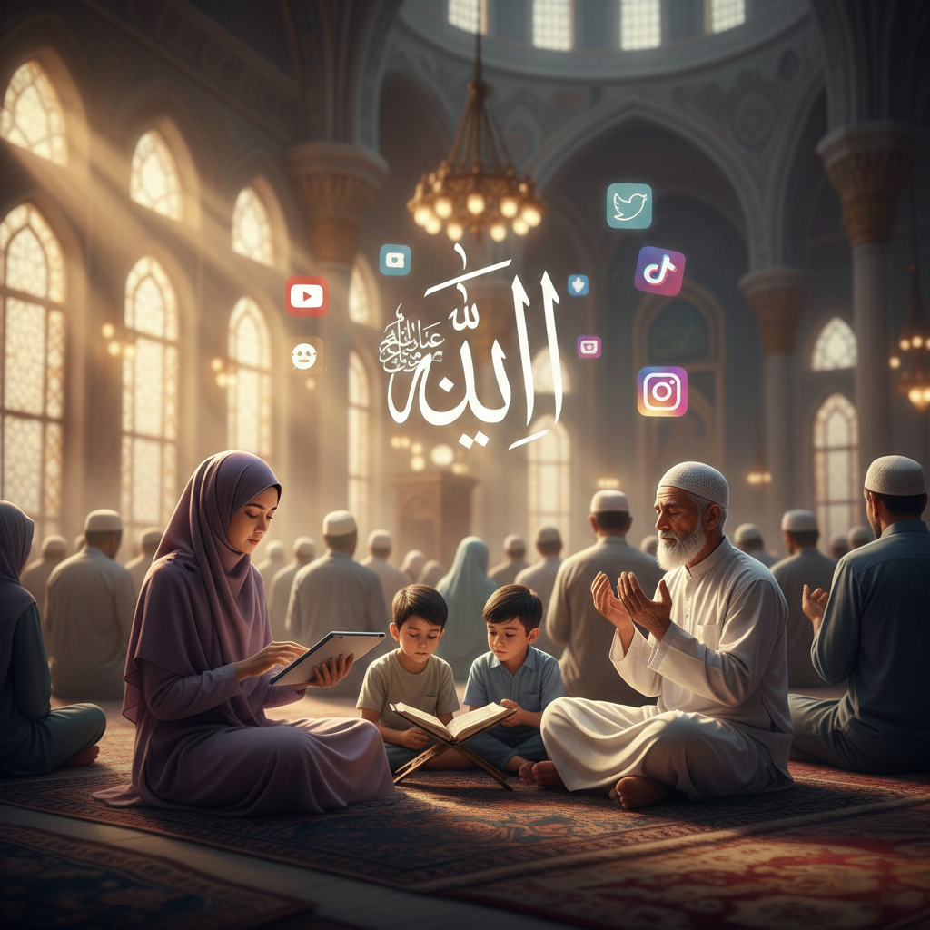 Ilustrasi menyambut bulan suci Ramadan, AI.