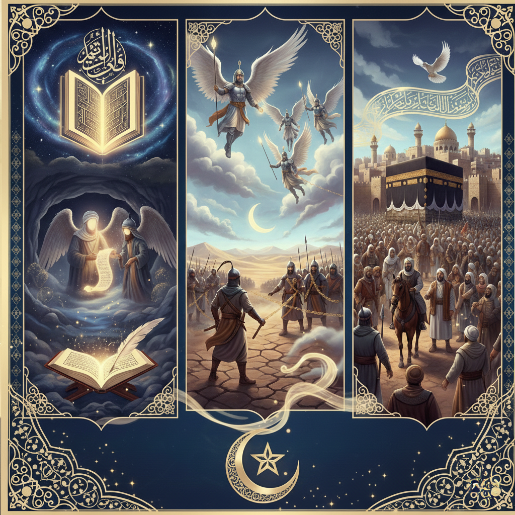 Ilustrasi 3 Peristiwa penting dalam Islam yang jatuh pada bulan Ramadhan, AI.