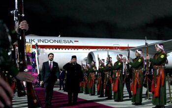Presiden Prabowo tiba di Bandara Militer Marka, Amman, Kerajaan Yordania Hasyimiah, pada Selasa, 24 Februari 2026. (Foto: Dok. BPMI Setpres)