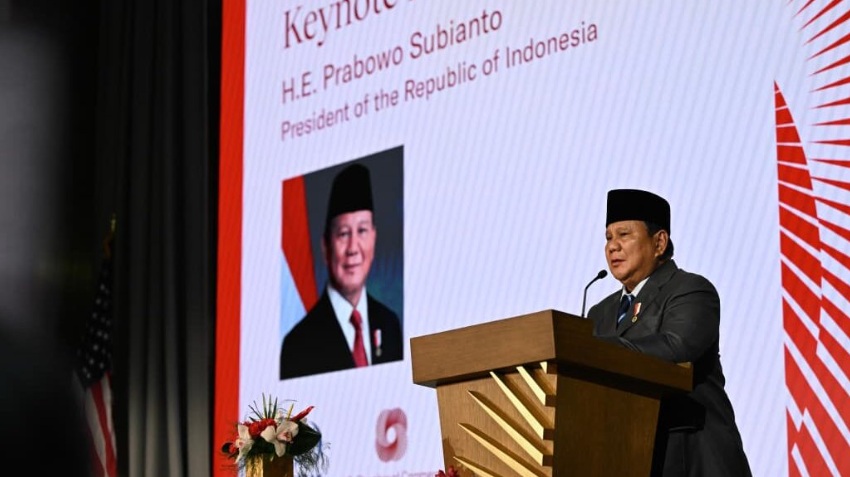 Presiden Prabowo Subianto menyampaikan sambutannya pada Gala Iftar Dinner Business Summit di US Chamber of Commerce, Washington DC, Amerika Serikat, pada Rabu, 18 Februari 2026. (Foto: Dok. BPMI Setpres/Cahyo)