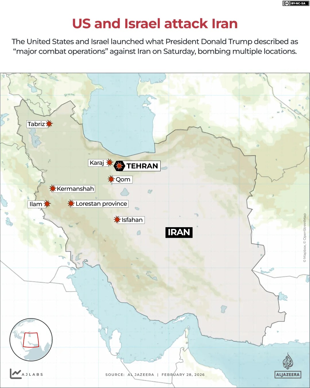 Target serangan AS dan Israel di Iran. (Sumber: Al Jazeera)